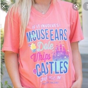 Jadelynn Brooke Disney World T-shirt Mouse Ears Dole Whip Castles Coral Medium